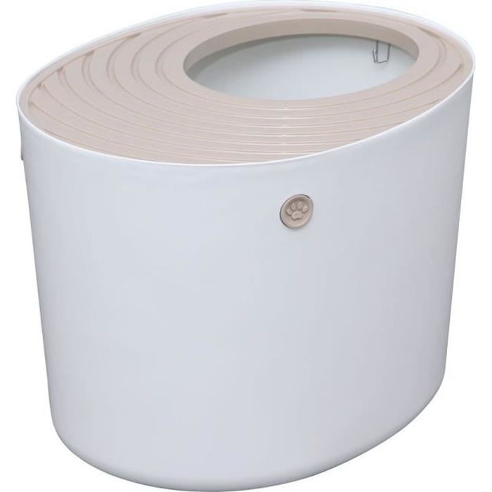 IRIS OHYAMA Maison de toilette Top Entry Cat Litter Box avec couvercle - PUNT-530 - Plastique - 53 x 41 x 37 cm - Blanc - Pour chat