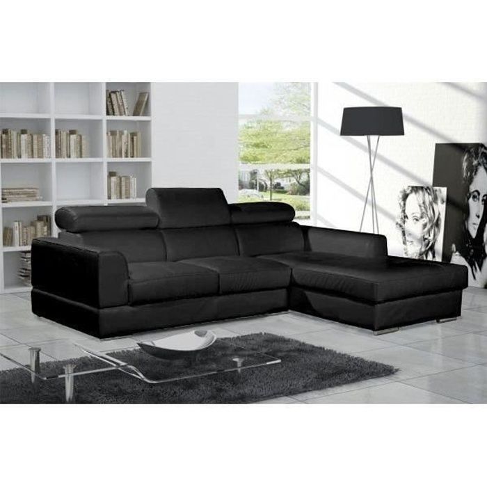 Canapé d'angle NETO noir design cuir