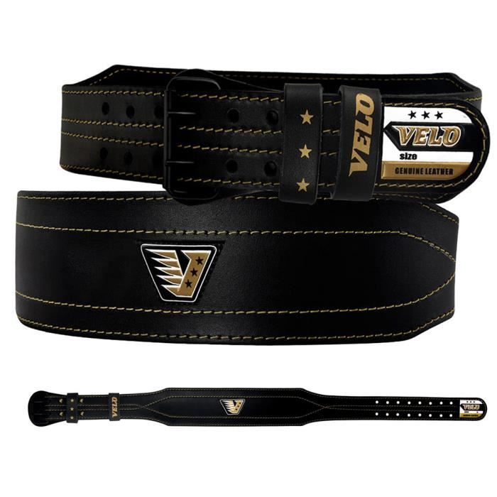 VELO Ceinture d'haltérophilie en cuir 4 -Bodybuilding Sweat Training Fitness Exercise Belts Black