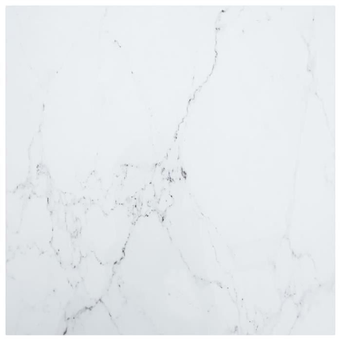 8563®NEU Plateau De Table convenable MODERNE- Dessus de table BASSE manger Blanc 80x80cm 6mm Verre trempé et design marbre