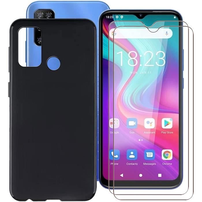 Coque Doogee x96 Pro /Doogee X96 Noir + 2 × Verre trempé Protection écran, Souple Silicone étui Protecteur Bumper Housse Clair TPU