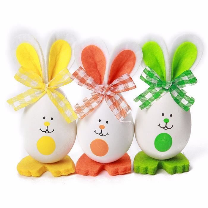 TEMPSA 3pcs Oeufs de Pâques Lapin Pour Décoration Fête Enfant Jouet Cadeau TYPE C