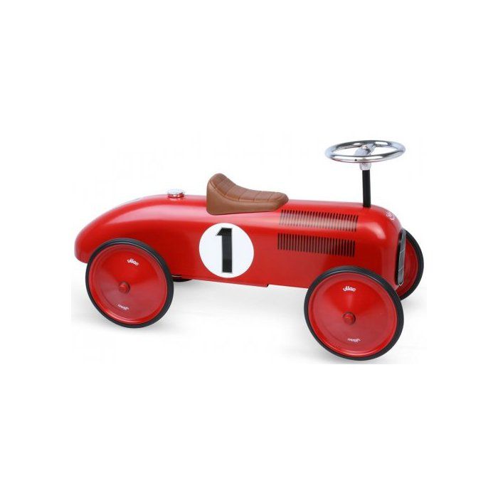 Porteur Vilac Voiture de course retro en metal rouge - Jouet Enfant