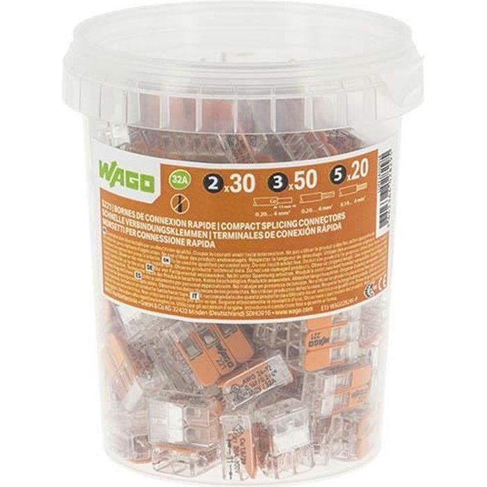 WAGO - Pot de 100 bornes de connexion automatique S221 2,3 et 5 entrées