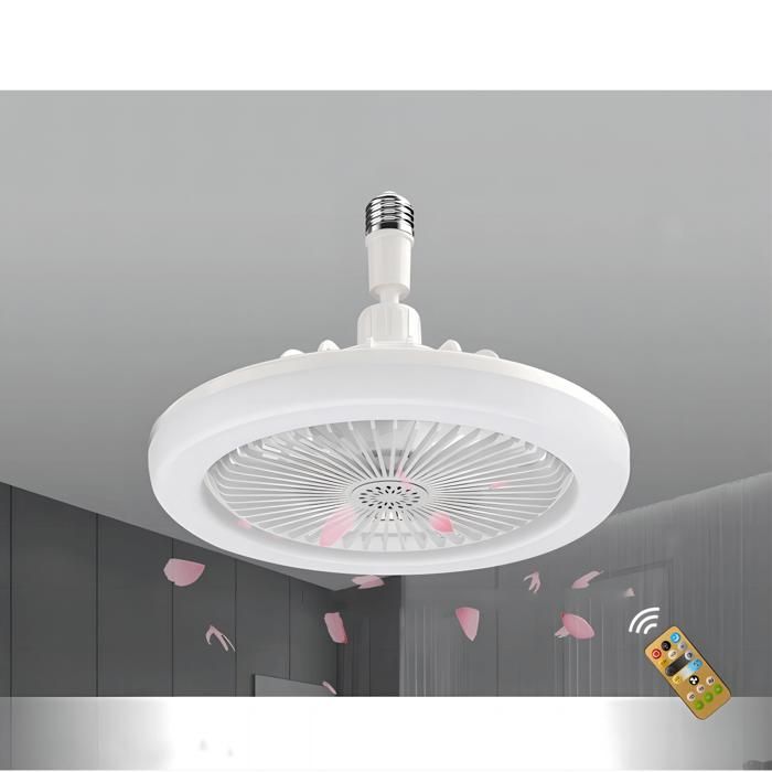 FIMEI Ventilateur de plafond E27 à LED 3 Vitesse Mini Fan avec Dimmable Eclairage 3 Couleurs Blanc - Fimei