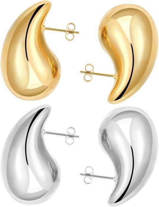 HEEYA Boucles D'oreilles Créoles épaisses En Or 18 Carats Pour