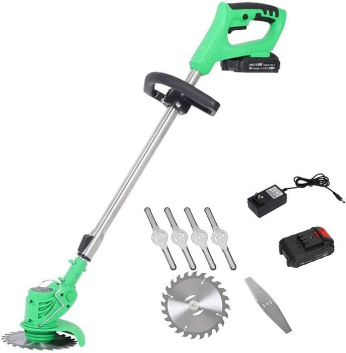 Coupe-herbe Sans Fil 2 En 1 - Transformable En Coupe-bordure - 21V 1500mAh - 2 Batteries Incluses - Lames Métal - Télescopique - Pour Jardin Et Bordures