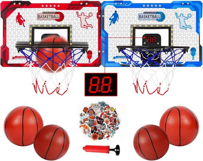 Panier De Basket Enfant Réglable 70-138cm Avec Ballons Et Pompe - Jeu Intérieur/Extérieur, Cadeau Pour 2-5 Ans