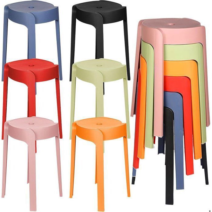 Ensemble de 6 tabourets empilables modernes Carré sans dossier pour la cuisine la salle à manger le bureau Ø30 x 45H cm