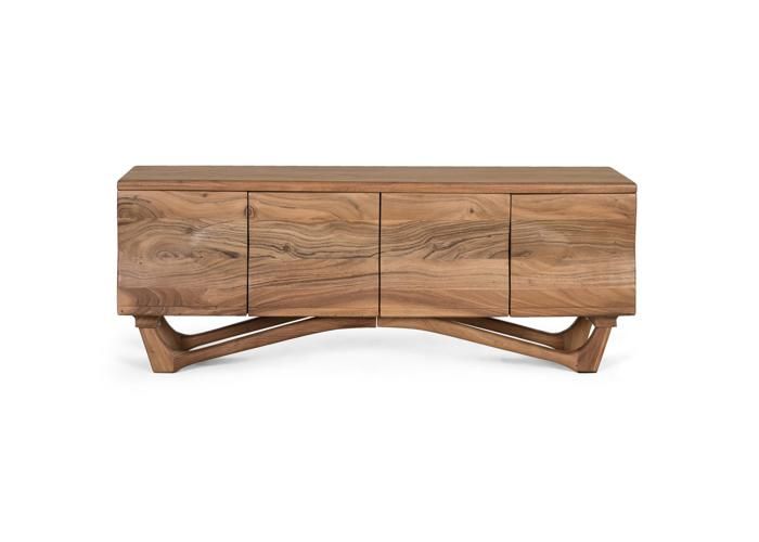 Meuble TV - Artisanat Indien - Acajou - 170 cm - 4 Portes - Bois Massif