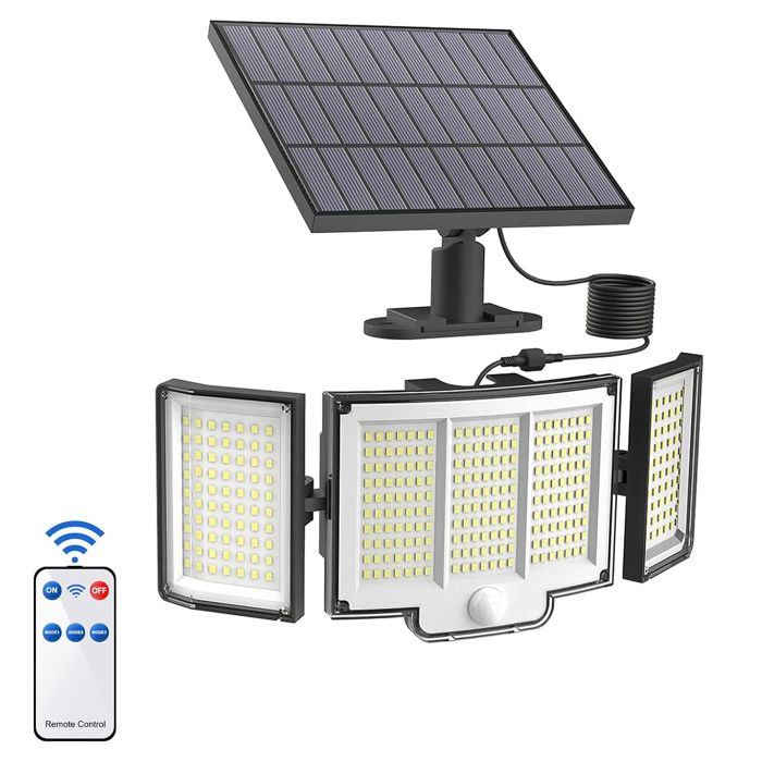 Lampe Solaire Exterieur 348 LED avec Détecteur de Mouvement IP65 Étanche Projecteur Extérieur pour Jardin Lumière