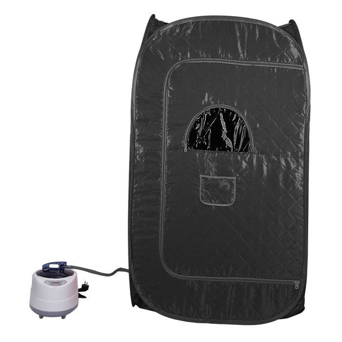 Sauna Box - 80*80*135cm - avec petite chaise pliante - 2L steamer pratique sauna à domicile (noir) - QUIIENCLEE