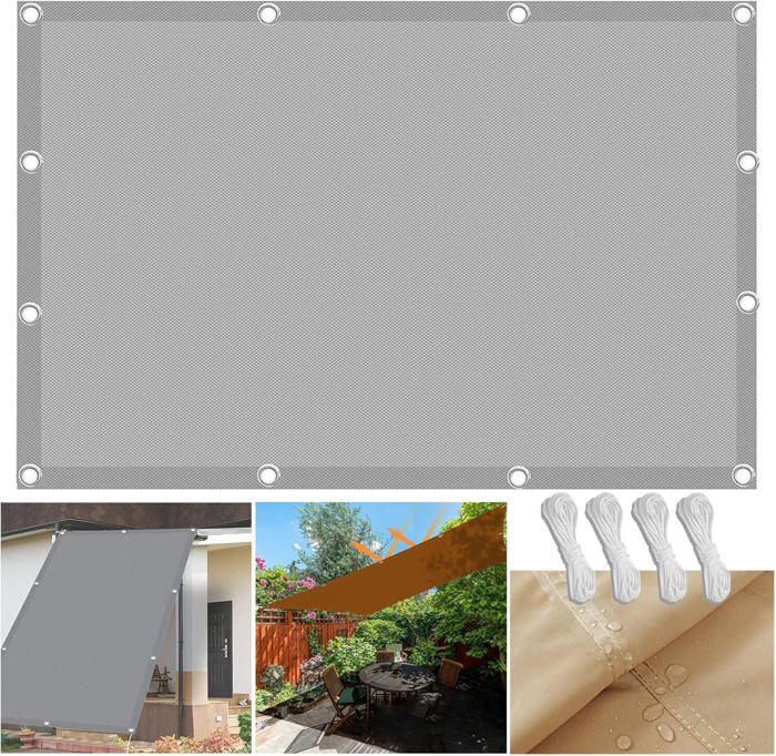 Voile D'ombrage Imperméable 1,5x5 M - Beige Avec œillets Et Cordes - Protection UV Pour Terrasse, Jardin, Balcon