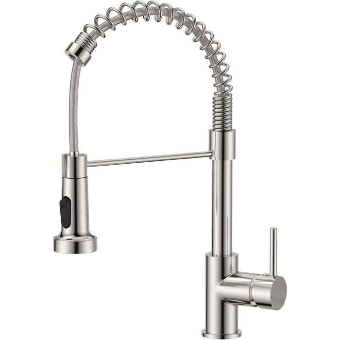 Robinet Cuisine, Mitigeur Cuisine, Pivotant à 360° d'Évier à Arc Élevé Pulvérisateur Escamotable 2 Modes, Acier Inoxydable | Leroy Merlin