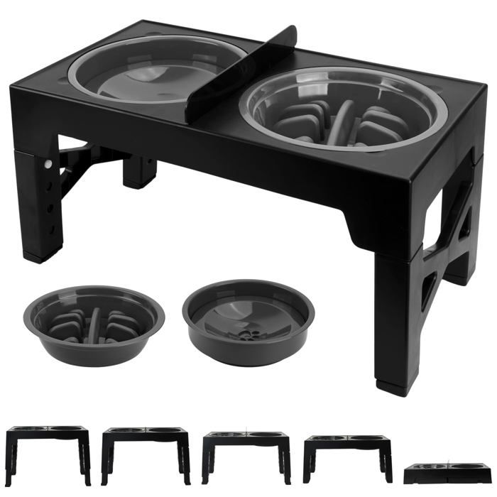 Meilleurs prix pour Gamelles Surélevées Support Gamelle Chien Antidérapant avec Gamelle Anti-Glouton Gamelle Eau Anti-Éclaboussure 5 Hauteurs