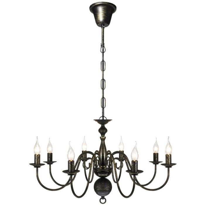 Lustre - Métal Noir Antique - 8 x E14 - Design Classique - 80 x 45 cm