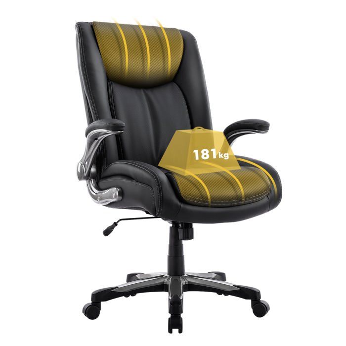 Chaise de bureau – Chaise de bureau ergonomique Robuste charge maximale 181 kg - Noir