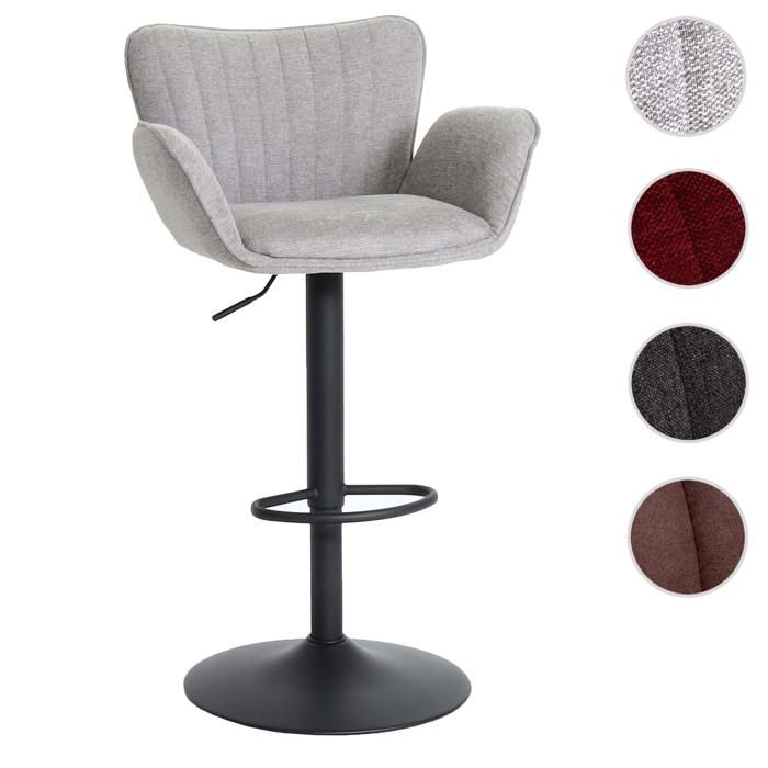 Tabouret de bar MCW-M67 Tissu Textile Fer gris clair Pied noir