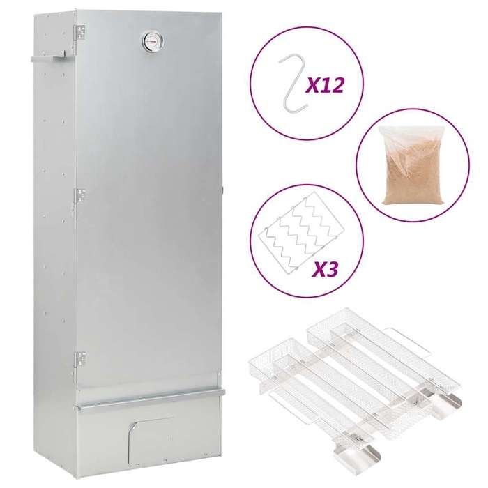Fumoir à BBQ - vidaXL - Acier galvanisé - Générateur de fumée froide - Thermomètre intégré Fumoir à BBQ - vidaXL - Acier galvanisé - Générateur de fumée froide - Thermomètre intégré