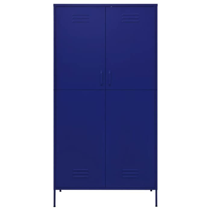 Bleu Garde-robe JILLS Armoire penderie Pour chambre Bleu marine 90x50x180 cm Acier LV1483