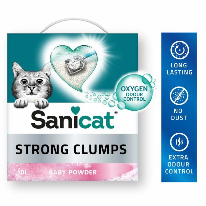 Litière agglomérante pour chats - Sanicat - Grumeaux instantanés - Oxygène actif - Neutralise les odeurs - 120 g - 10 L Litière agglomérante pour chats - Sanicat - Grumeaux instantanés - Oxygène actif - Neutralise les odeurs - 120 g - 10 L