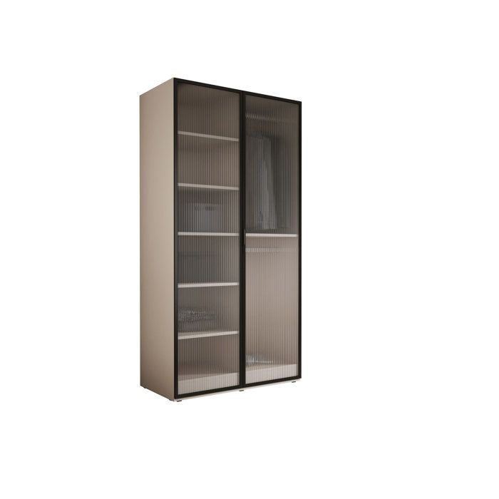 Armoire : Beige Sable / Verre Rainuré 100 x 200 x 51 cm