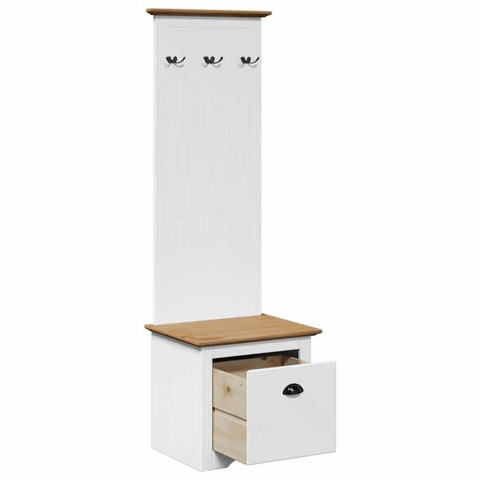 Black Friday Armoire de couloir - JILL - avec crochets BODO blanc marron 50x40x157 cm - BB404