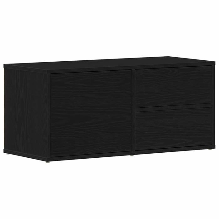 Meuble TV moderne - vidaXL - Chêne Noir - 80x34x36 cm - Bois dingénierie - Porte coulissante - 2 tiroirs