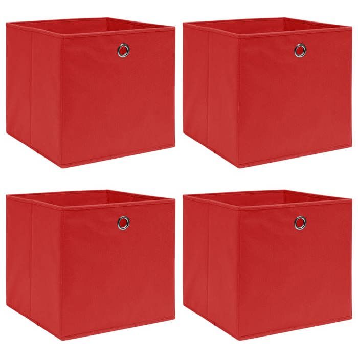 Boîtes de rangement pliables - vidaXL - Rouge - 32x32x32 cm - Tissu non tissé - Pliable - Lot de 4 - Œillet métallique