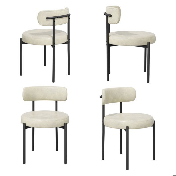 Lot de 4 Chaises de Salle à MangerChaises de Cuisine en cuir PUChaise Rembourrées pour Salle à Manger SalonBeige