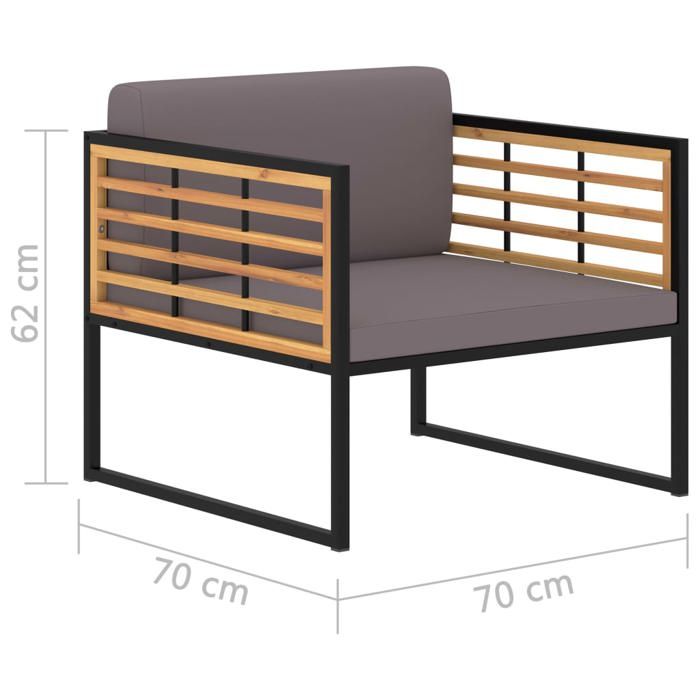 Mode Chaises de jardin Avec CoussinsCHEZ YIYISet de 2Fauteuil de relaxation élégantBois dacacia Gris foncé 70x70x624184