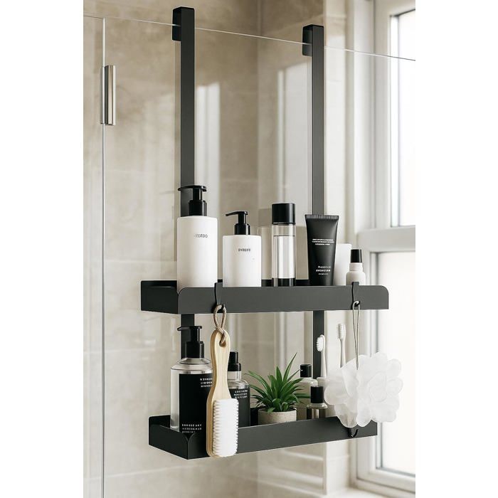 Étagère de douche suspendue - SWAPY - Sans perçage - Installation facile - Dimensions 31 5x10 5 cm et 30 8x10 cm
