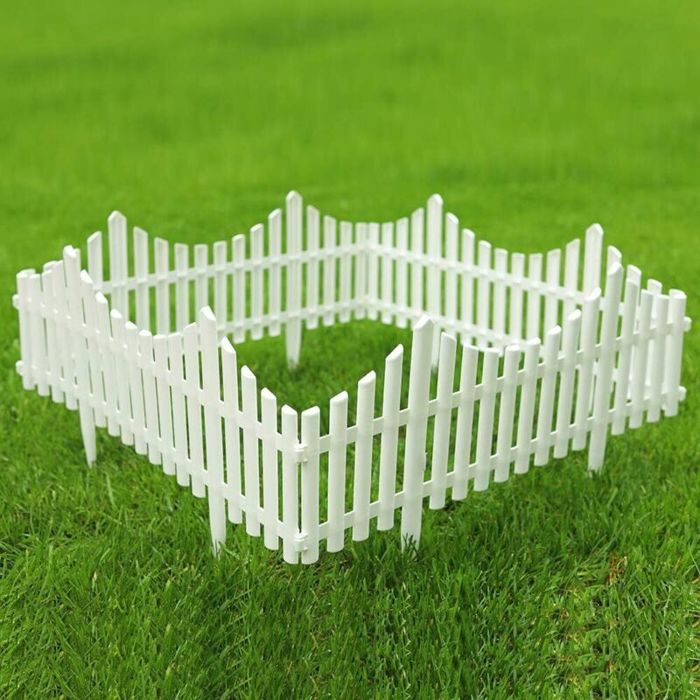 Clôture de jardin plastique blanc Edgings Plante Gazon/pelouse bordures panneaux de chemin de paysage 4pc Pack(Overal Size:244cm