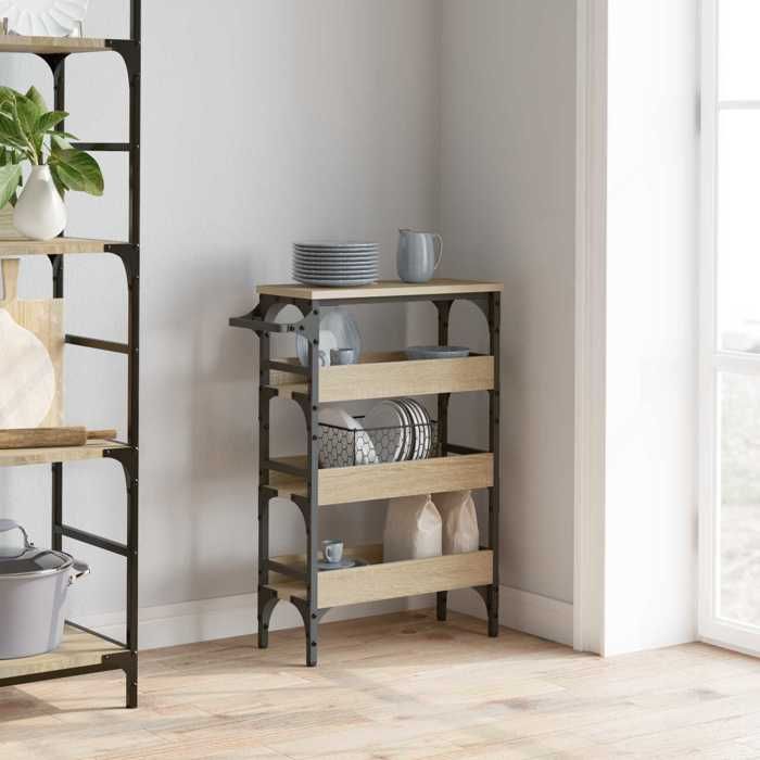 Décoratif - Chariot & îlot - Chariot de cuisine - Desserte de cuisine - Chêne Sonoma 53x20x76cm con2675783