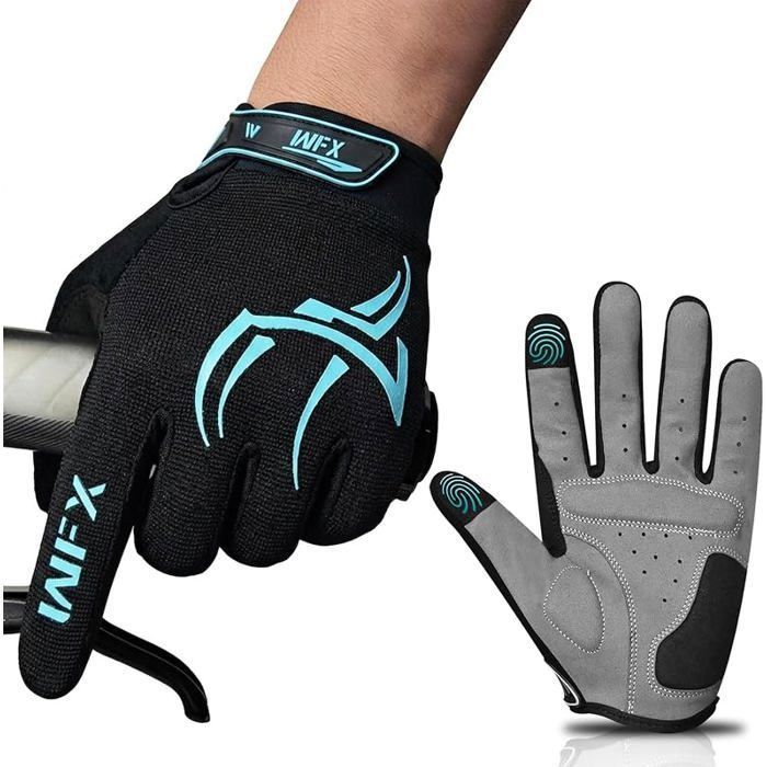 Gants de cyclisme à doigts complets pour homme et femme gants de vélo tactiles pour VTT route BMX et moto respirants M