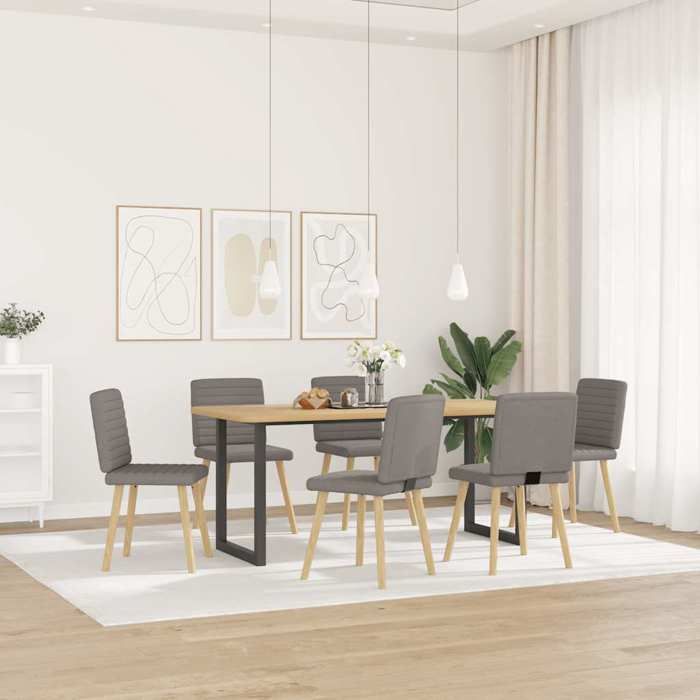 Meuble Chaises à manger lot de 6 taupe tissu SIEGE - ASSISE FF10551