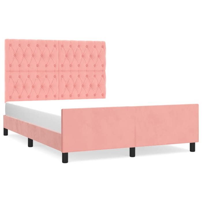 VD Cadre de lit sans matelas rose 140x190 cm velours Lit chambre & Structure de lit @EU26809BONE