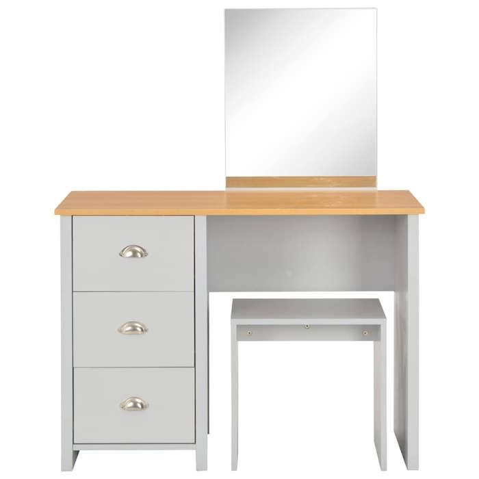 Meuble Rangement - HAOSHOP - Coiffeuse avec miroir et tabouret Gris 104x45x131 cm&01_26360