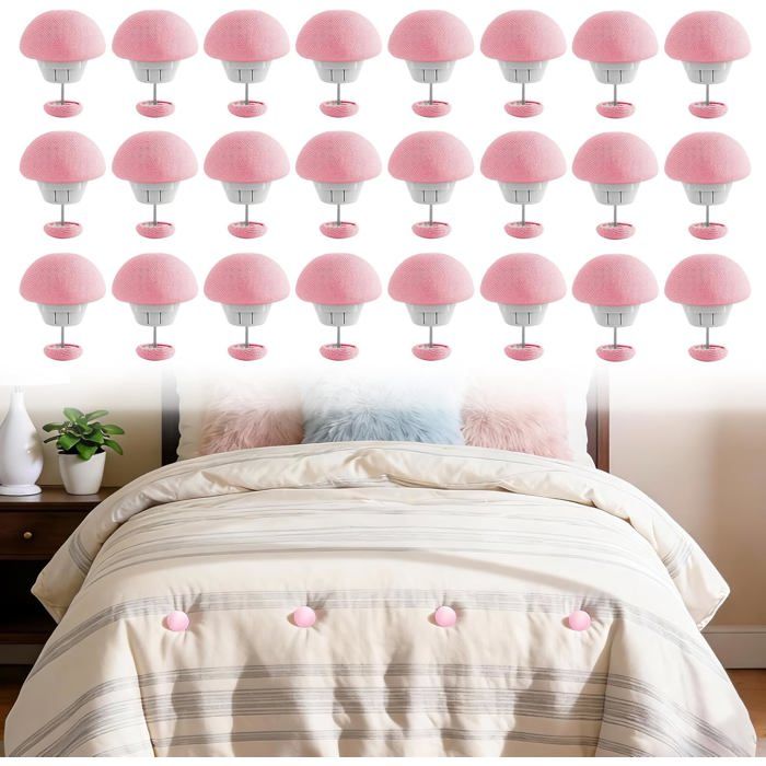 24 Pinces à Couette Clips Champignon de Fixation Anti-Déplacement pour Housse avec Aiguilles Rose