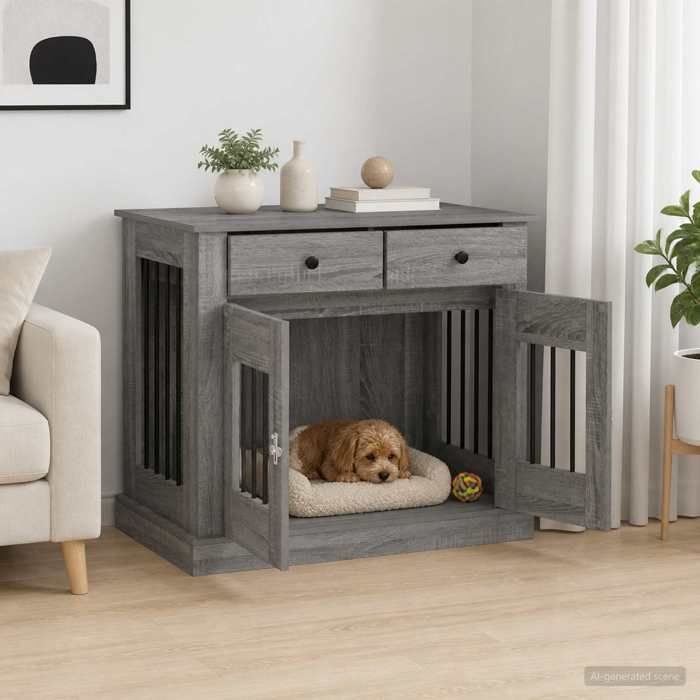 vidaXL Meuble de cage pour chien Sonoma gris 90 x 475 x 80 cm 8014776