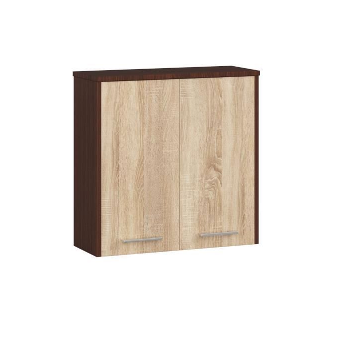 Armoire salle de bains AKORD FIN accr. au mur Wengé 60 cm 2 portes façade Chêne Sonoma 2 étagères 60x22 5x60 cm Armoire salle de bains AKORD FIN accr. au mur Wengé 60 cm 2 portes façade Chêne Sonoma 2 étagères 60x22 5x60 cm