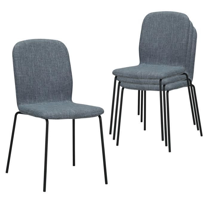 Ensemble de chaise visiteur Albatros ENNA, chaise empilable avec assise en similicuir pour un confort [gris]