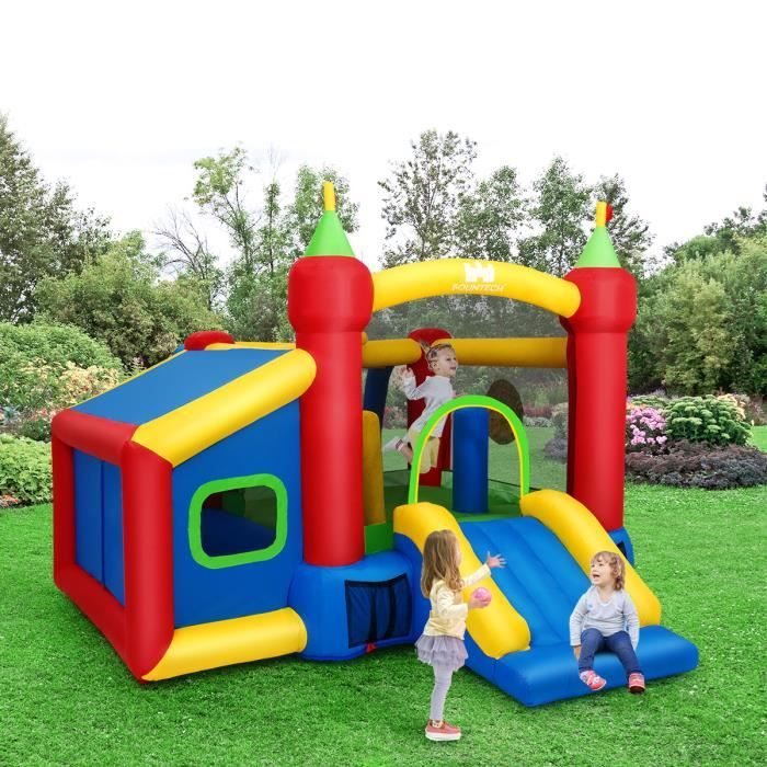 Chateau Gonflable Grande Aire De Jeux Multifonctionnel En Nylon Et Oxford Avec Toboggan Boules Et Sac 380 X 305 X 215 Cm Cdiscount Jeux Jouets