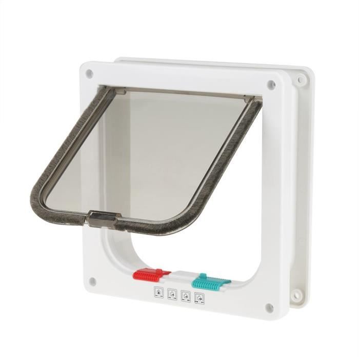 Chatière intelligente chat porte verrouillable petit porte chien pour animal de compagnie blanc m