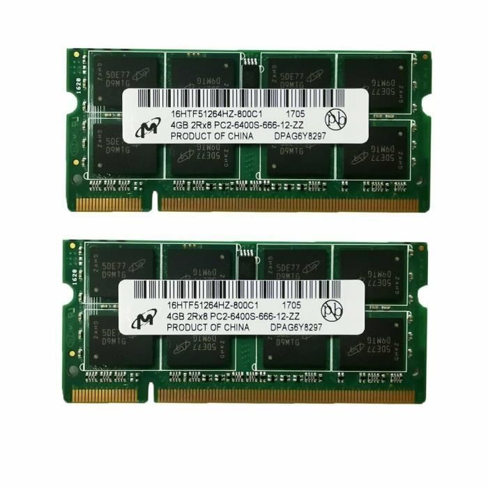 Micron 8Go(2x4GB) DDR2 , 800 MHz, 200-pin SO-DIMM, Compatible avec IMAC et  MacBook - Cdiscount Informatique
