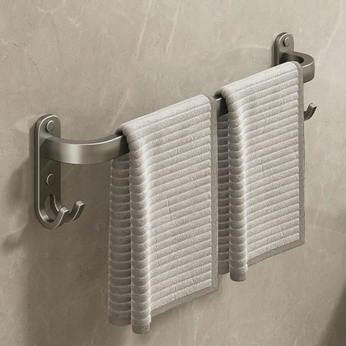 Porte-serviettes Mural Sans Perçage à Ventouses - Barre Simple Ou Double 40 Cm - Blanc - Pour Salle De Bain, Cuisine