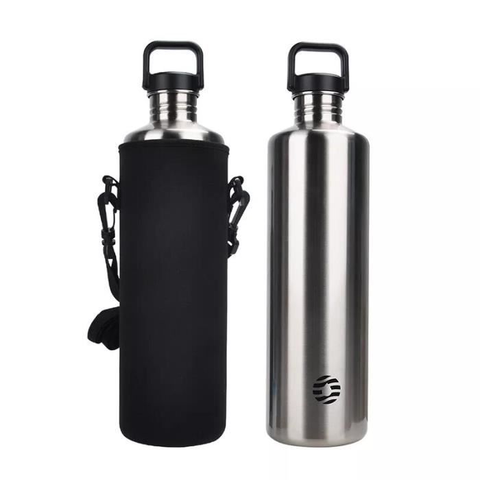 Bouteille D'eau Isolée 17oz, Inox, Bouchon Vis, Finition Bois, Sans BPA