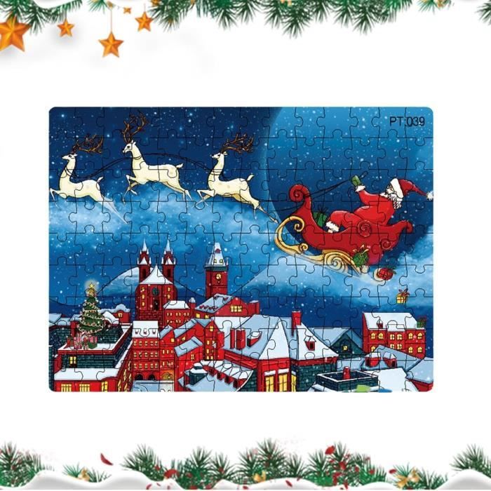 Puzzles de Noël - Puzzle en Bois du Père Noël Grand Puzzle de décoration  d'hiver en Forme de père Noël