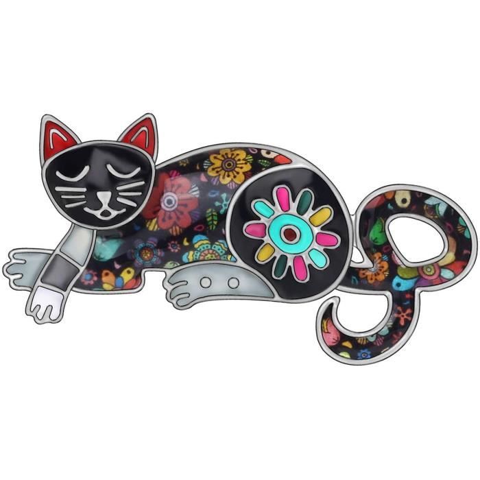 Broche Chat Endormi Émaillée Duowei - Alliage Pour Écharpe, Vêtements, Cadeau Femme Fille