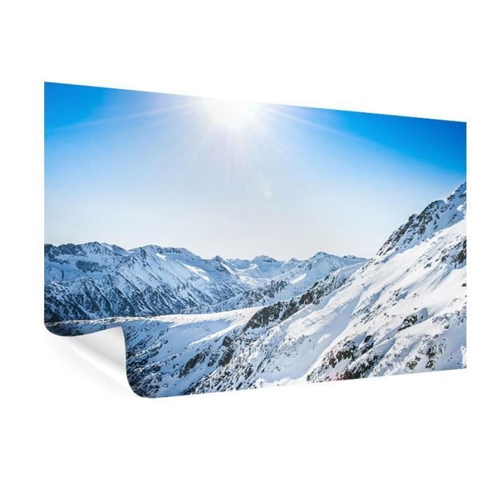 poster montagnes dans la neige 120 x 80 cm cdiscount